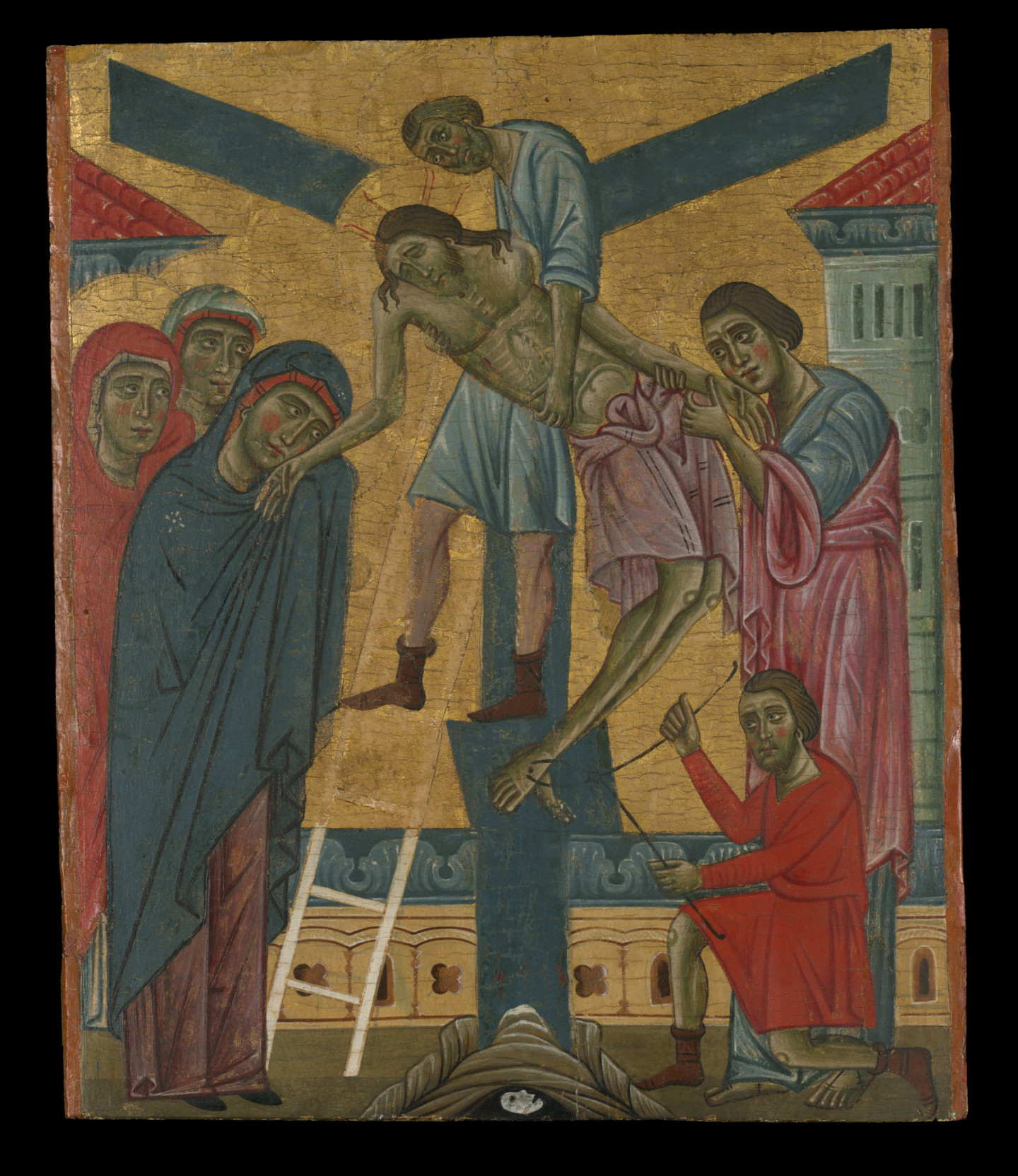Painting of the Deposition, Christ being taken down from the cross by Joseph of Arimathea and Nicodemus.
